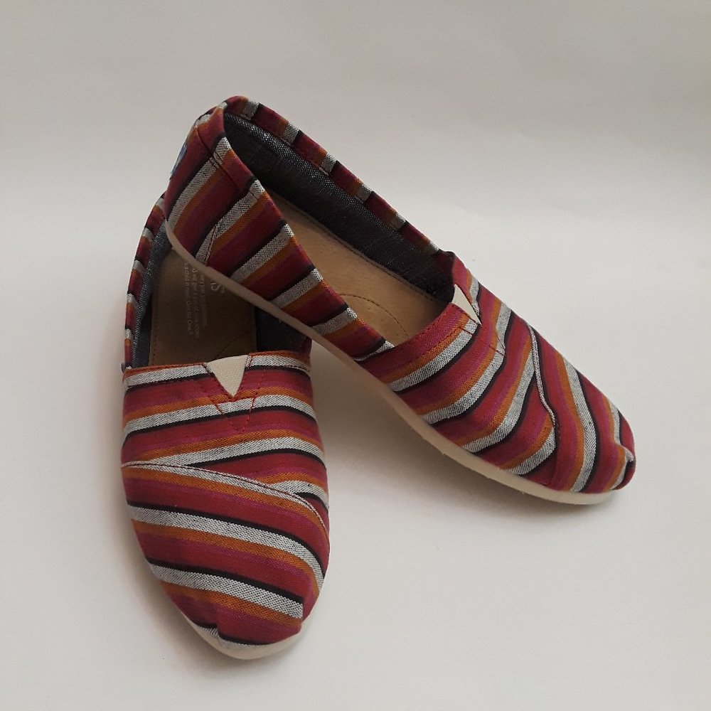 TOMS Canvas Multi Color Striped Women’s Flat Shoes
